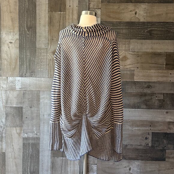 BCBGMaxAzria tan navy stripes open cardigan XSmall western coastal cowgirl fall - Picture 7 of 10